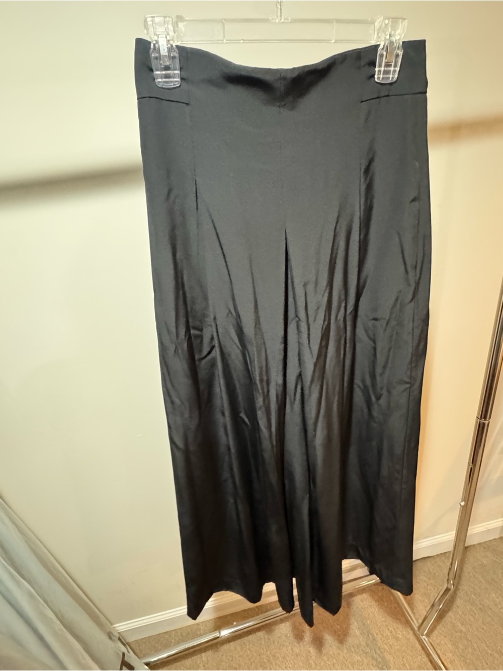 Tibi 100% Silk Black Wide-Leg Palazzo Pants - Picture 6 of 10